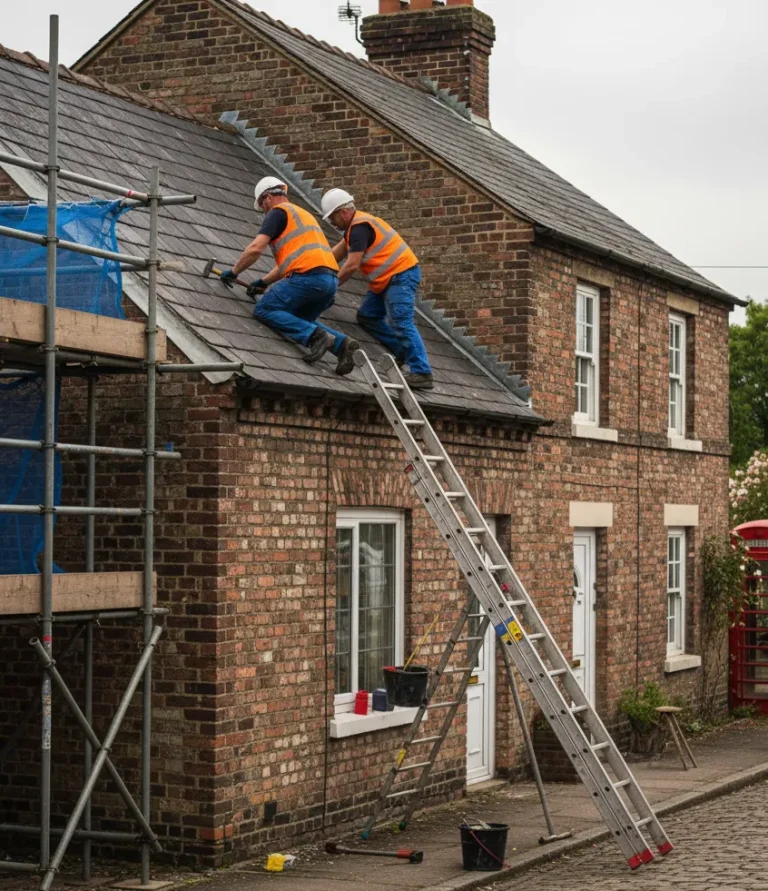 roof maintenance being completed on a home