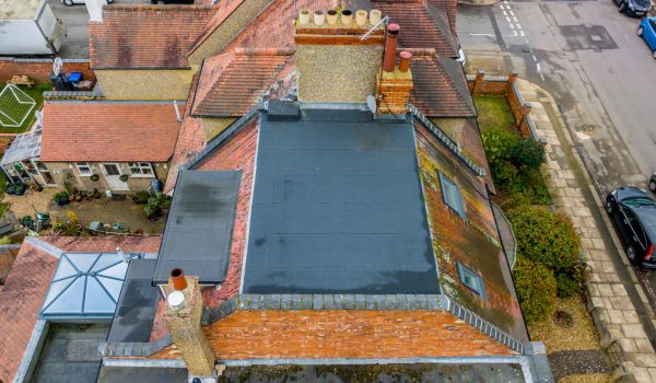 drone image of a flat roof