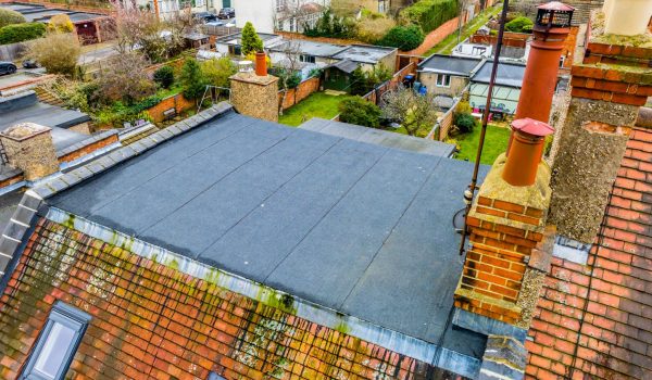 drone image of a flat roof