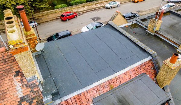 drone image of a new flat roof