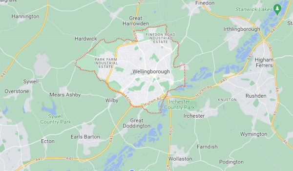 Google map screenshot of Wellingborough