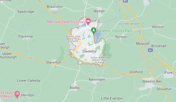 Google map screenshot of Daventry