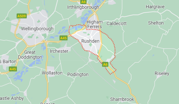 Google map screenshot of Rushden