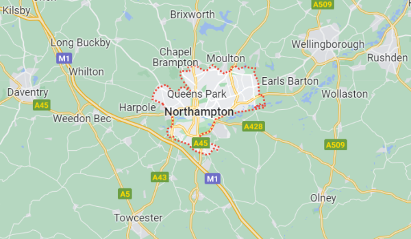 Google map screenshot of Northampton